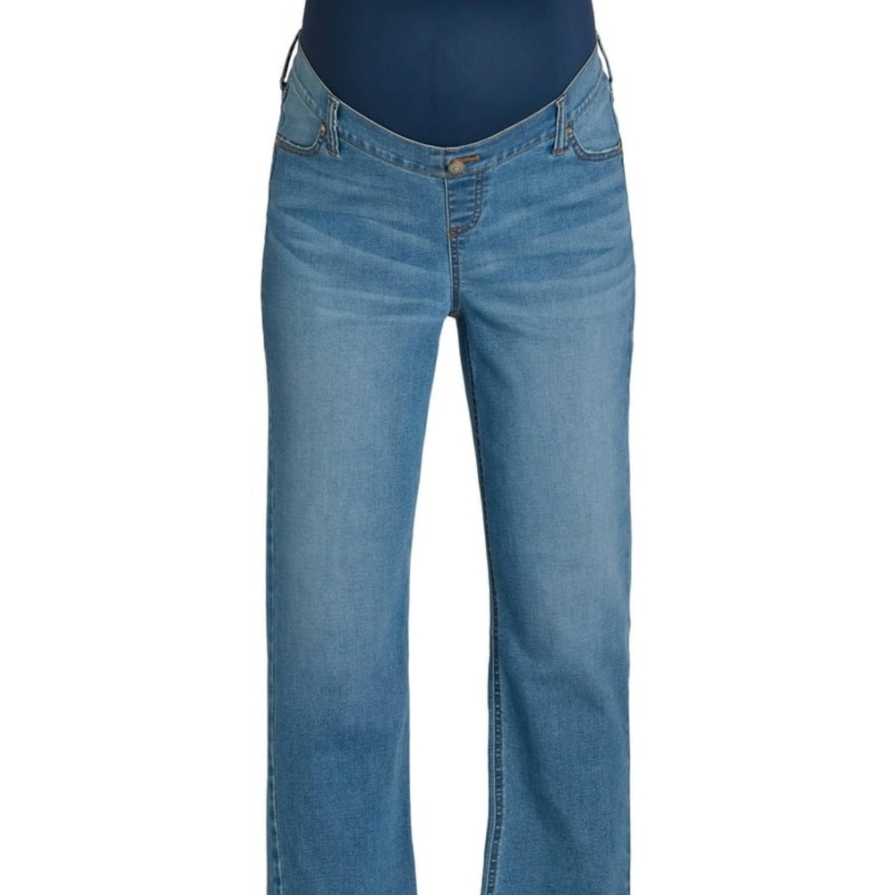 Maternity Time and Tru Light Blue Straight Leg Jeans Cotton Belly Band XL 16-18 - Picture 7 of 16